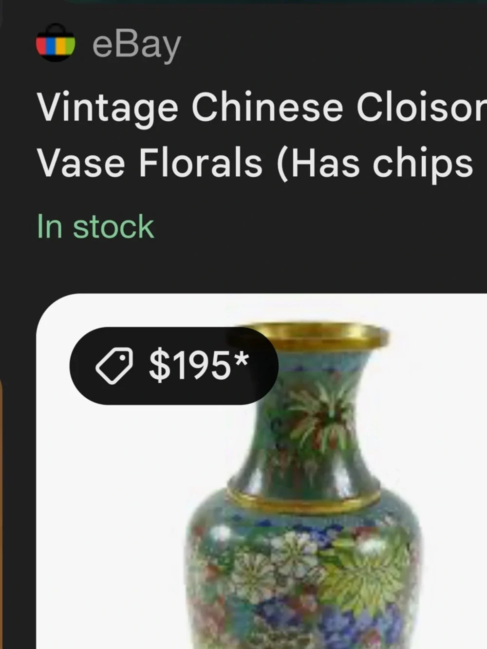 Vintage Green Floral Cloisonne Vase, Price reflects it is like new - Picture 12 of 12